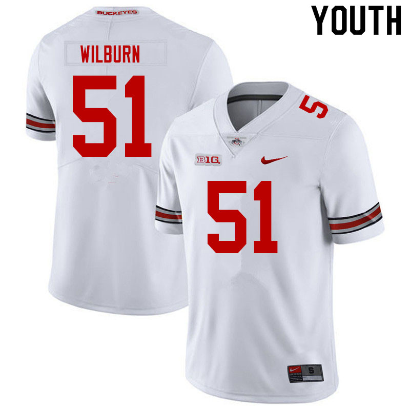 Youth #51 Trayvon Wilburn Ohio State Buckeyes College Football Jerseys Sale-White